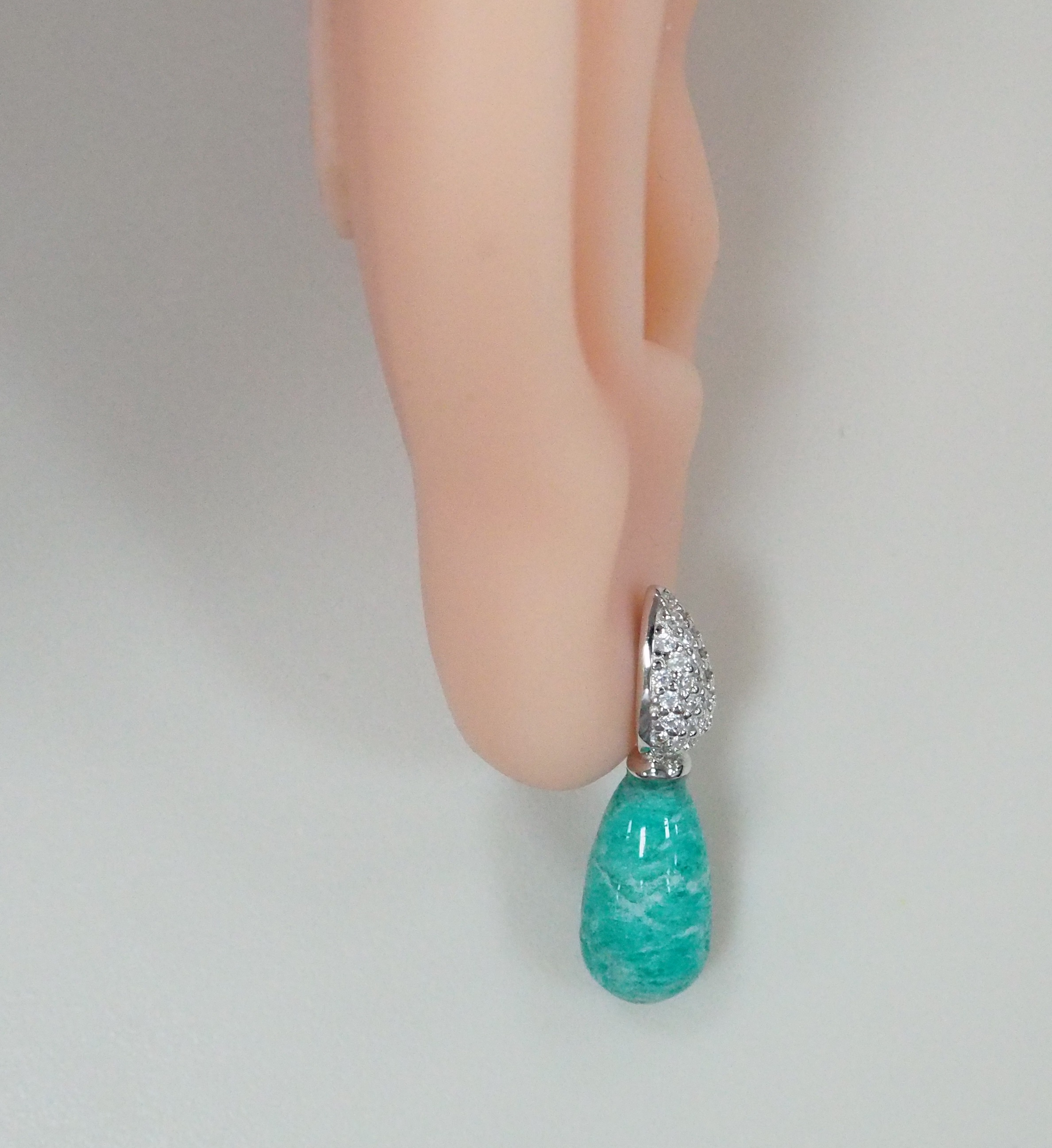 Серебряные серьги-пусеты с амазонитами